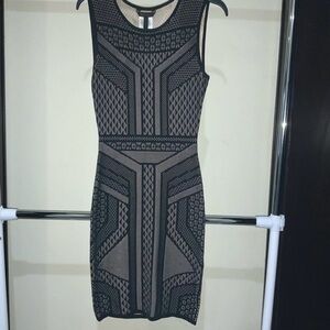BCBGMaxAzria Black and Gray Patterned Mini Dress